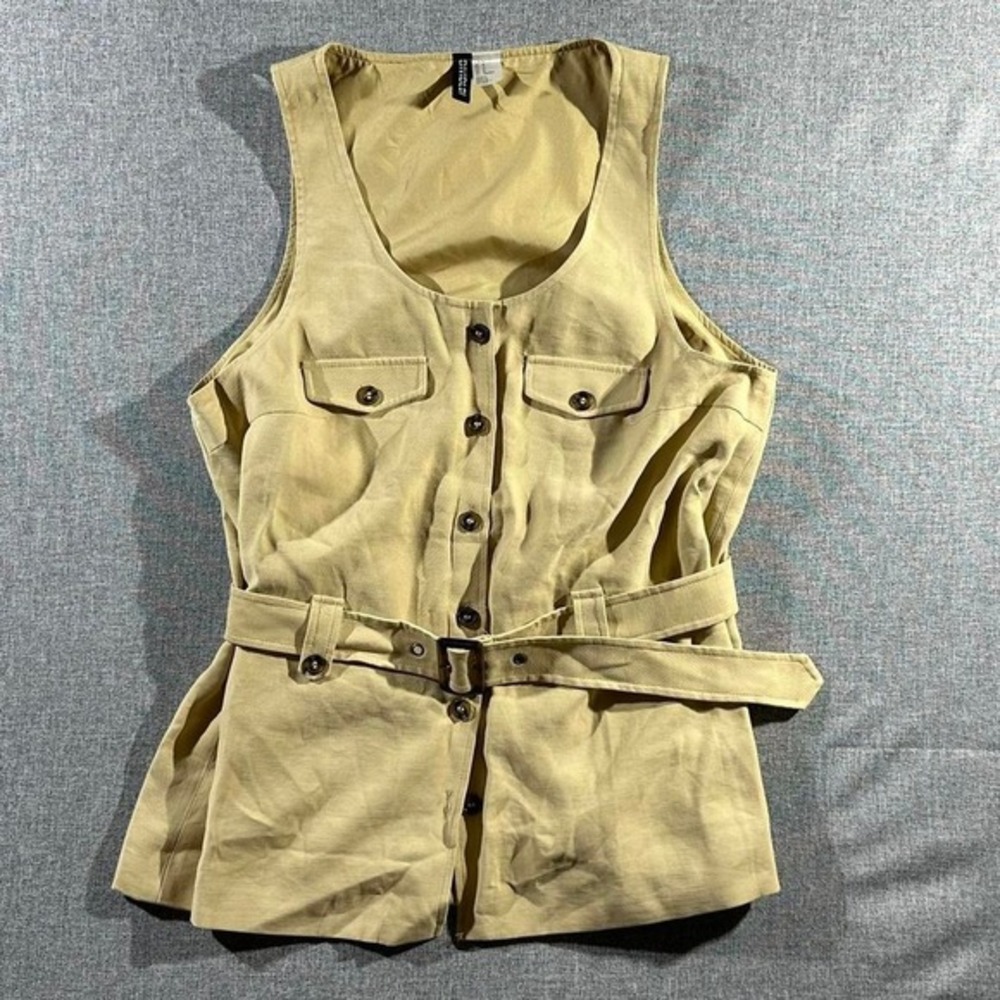 Tan‎ H&M button-up vest with belt